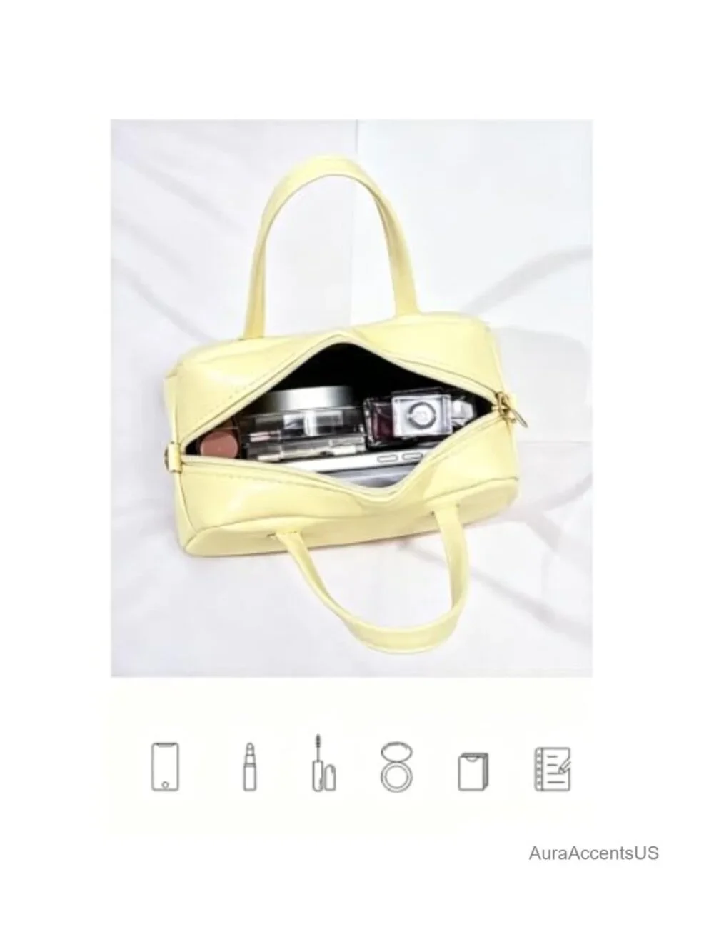 Mini Satchel Handbag Detachable Gold Chain Strap Crossbody PU Leather